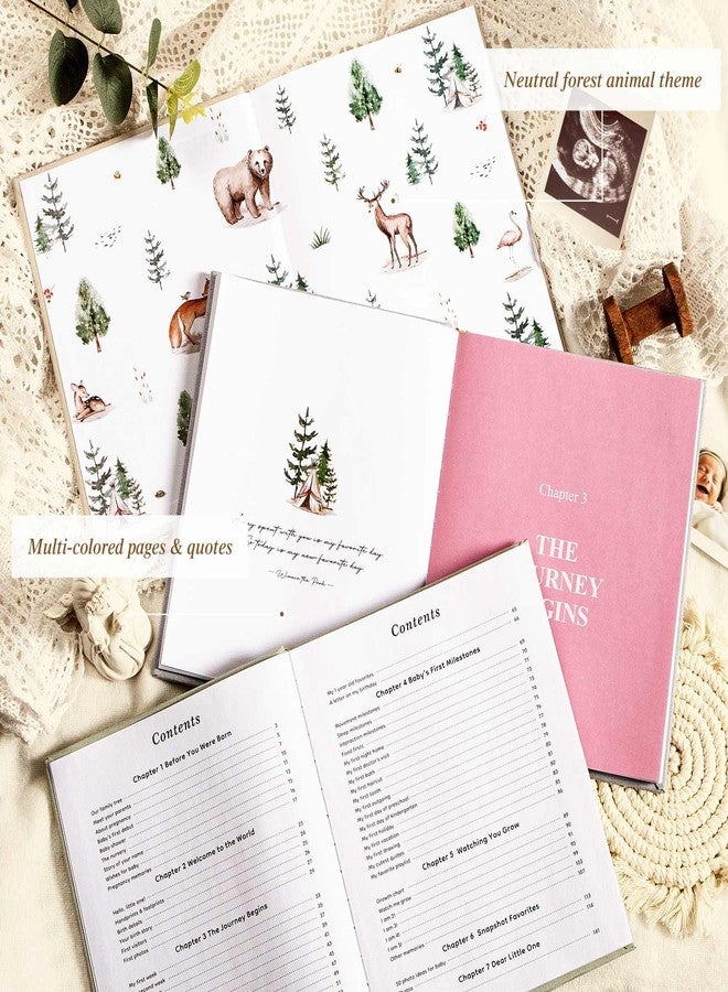 Lanpn Hello Baby Memory Book for Boy Girl - Linen Cover Baby Book Memories Keepsake for New Parents - Newborn Baby First 5 Year Journal Scrapbook Photo Album Baby Milestone Book (Pink, 154 Pages) - Image 3